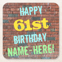 Brick Wall Graffiti Inspired 61st Birthday + Name