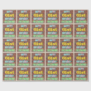 Brick Wall Graffiti Inspired 61st Birthday + Name Wrapping Paper