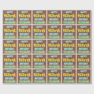 Brick Wall Graffiti Inspired 63rd Birthday + Name Wrapping Paper