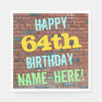 Brick Wall Graffiti Inspired 64th Birthday + Name