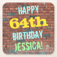 Brick Wall Graffiti Inspired 64th Birthday + Name