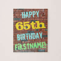 Brick Wall Graffiti Inspired 65th Birthday + Name