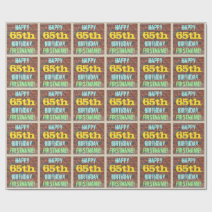 Brick Wall Graffiti Inspired 65th Birthday + Name Wrapping Paper