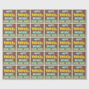 Brick Wall Graffiti Inspired 66th Birthday + Name Wrapping Paper