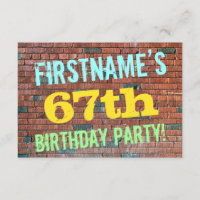 Brick Wall Graffiti Inspired 67th Birthday + Name