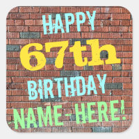 Brick Wall Graffiti Inspired 67th Birthday + Name