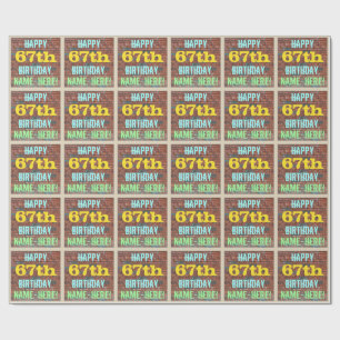Brick Wall Graffiti Inspired 67th Birthday + Name Wrapping Paper
