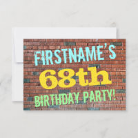 Brick Wall Graffiti Inspired 68th Birthday + Name