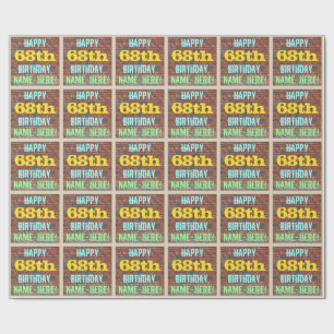 Brick Wall Graffiti Inspired 68th Birthday + Name Wrapping Paper