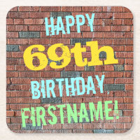 Brick Wall Graffiti Inspired 69th Birthday + Name
