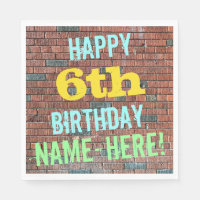 Brick Wall Graffiti Inspired 6th Birthday + Name