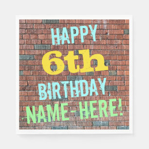 Brick Wall Graffiti Inspired 6th Birthday + Name Napkin