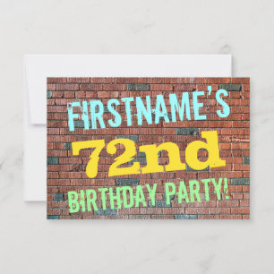Brick Wall Graffiti Inspired 72nd Birthday + Name Invitation