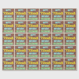 Brick Wall Graffiti Inspired 72nd Birthday + Name Wrapping Paper