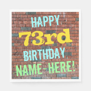 Brick Wall Graffiti Inspired 73rd Birthday + Name Napkin