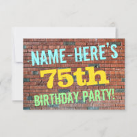 Brick Wall Graffiti Inspired 75th Birthday + Name