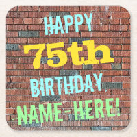Brick Wall Graffiti Inspired 75th Birthday + Name