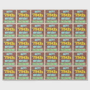 Brick Wall Graffiti Inspired 75th Birthday + Name Wrapping Paper
