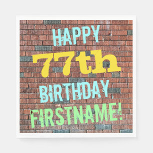 Brick Wall Graffiti Inspired 77th Birthday + Name Napkin
