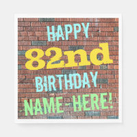 Brick Wall Graffiti Inspired 82nd Birthday + Name