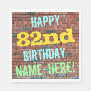Brick Wall Graffiti Inspired 82nd Birthday + Name Napkin