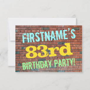 Brick Wall Graffiti Inspired 83rd Birthday + Name Invitation
