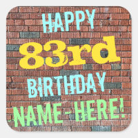 Brick Wall Graffiti Inspired 83rd Birthday + Name