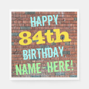 Brick Wall Graffiti Inspired 84th Birthday + Name Napkin