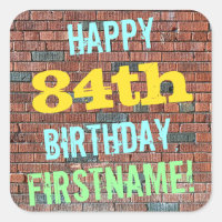 Brick Wall Graffiti Inspired 84th Birthday + Name