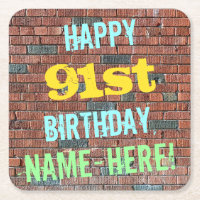 Brick Wall Graffiti Inspired 91st Birthday + Name