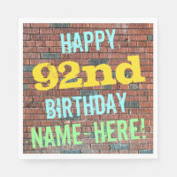 Brick Wall Graffiti Inspired 92nd Birthday + Name