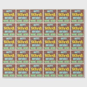 Brick Wall Graffiti Inspired 93rd Birthday + Name Wrapping Paper