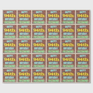 Brick Wall Graffiti Inspired 94th Birthday + Name Wrapping Paper