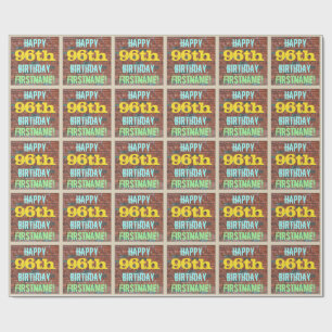 Brick Wall Graffiti Inspired 96th Birthday + Name Wrapping Paper
