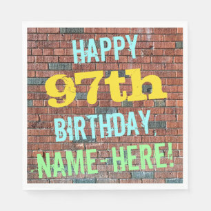 Brick Wall Graffiti Inspired 97th Birthday + Name Napkin