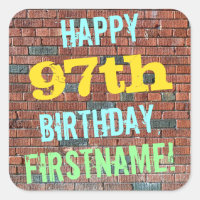 Brick Wall Graffiti Inspired 97th Birthday + Name
