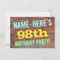 Brick Wall Graffiti Inspired 98th Birthday + Name