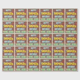 Brick Wall Graffiti Inspired 99th Birthday + Name Wrapping Paper