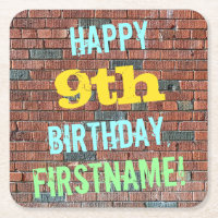 Brick Wall Graffiti Inspired 9th Birthday + Name