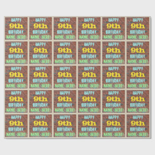 Brick Wall Graffiti Inspired 9th Birthday + Name Wrapping Paper