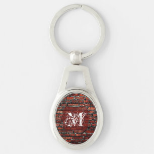 Brick Wall Grunge Shabby Chic Monogram Key Chain