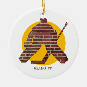 Brick Wall Hockey Goalie Ceramic Ornament