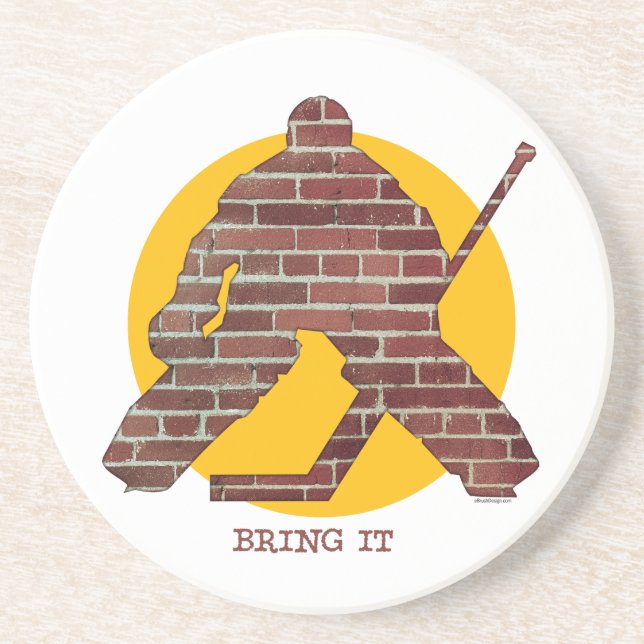 Brick Wall Hockey Goalie Coaster (Front)