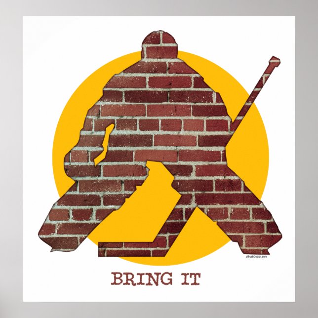 Brick Wall Hockey Goalie Poster (Front)
