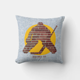 Brick Wall Hockey Goalie Throw Pillow
