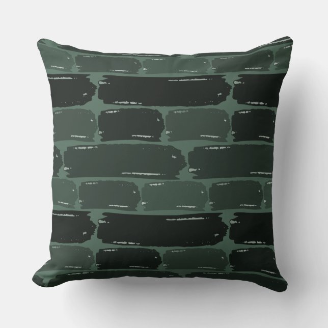 Brick Wall in Shades of Grey Throw Pillow (Front)