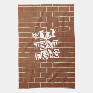 Brick Wall Kitchen Towel with Custom Text