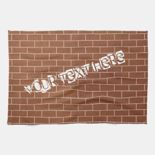 Brick Wall Kitchen Towel with Custom Text