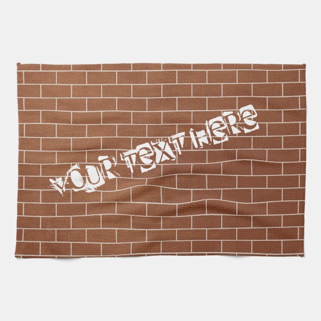 Brick Wall Kitchen Towel with Custom Text (Horizontal)