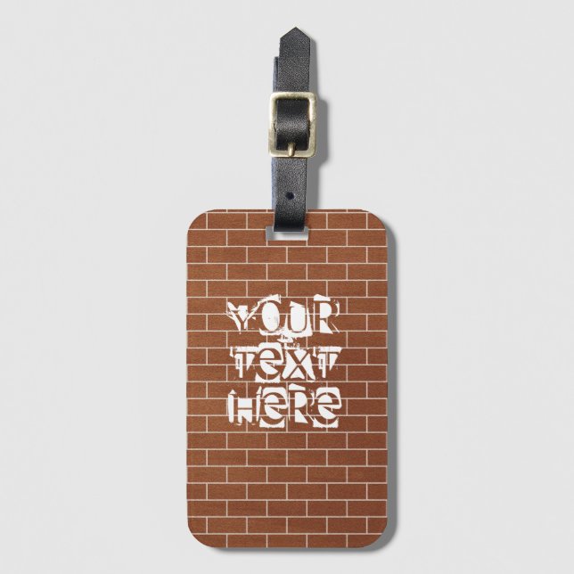 Brick Wall Luggage Tag with Custom Text (Front Vertical)
